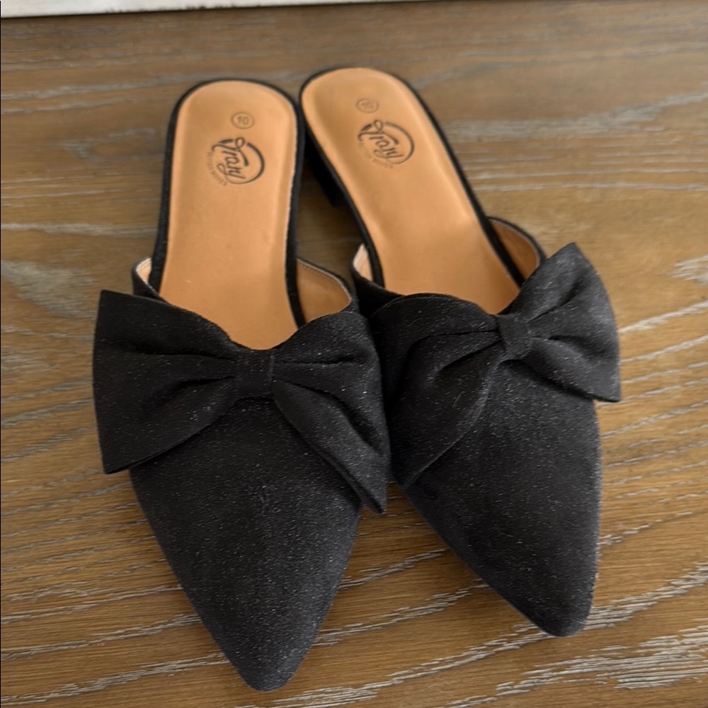 Rialto Black Bow Pointed Mules